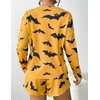 image:imageEkouaer Womens Waffle Knit Pajama Sets Long Sleeve Top and Shorts Matching Lounge Set Loungewear Sweatsuit with PocketsHalloween