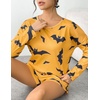 image:imageEkouaer Womens Waffle Knit Pajama Sets Long Sleeve Top and Shorts Matching Lounge Set Loungewear Sweatsuit with PocketsHalloween