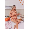 image:imageEkouaer Womens Waffle Knit Pajama Sets Long Sleeve Top and Shorts Matching Lounge Set Loungewear Sweatsuit with PocketsHalloweenpumpkin