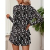 image:imageEkouaer Womens Waffle Knit Pajama Sets Long Sleeve Top and Shorts Matching Lounge Set Loungewear Sweatsuit with PocketsHalloweenskull