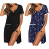 image:imageEkouaer 2 Pack Nightgowns for Women Button Down Houese Dress with PocketsBlackNavy Star