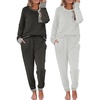 image:imageEkouaer 2 Pack Womens Pajama Sets Long Sleeve Lounge Sets Soft Pj Loungewear SleepwearBlack Black Stripe
