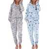 image:imageEkouaer 2 Pack Womens Pajama Sets Long Sleeve Lounge Sets Soft Pj Loungewear SleepwearCoffee GrayStar Blue