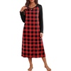 image:imageEkouaer Long Sleeve Nightgowns for Women Calf Length Sleep ShirtsRed Black Plaid