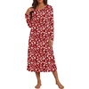 image:imageEkouaer Long Sleeve Nightgowns for Women Calf Length Sleep ShirtsRed Floral