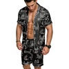 image:imageEkouaer Mens Silk Satin Pajamas Set Short Sleeve Button Up Lounge Pjs SetBlack Panther