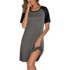 image:imageEkouaer Nightgowns for Women Short Sleeve Sleep Shirts Raglan Night ShirtDark Grey2