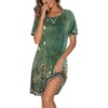 image:imageEkouaer Nightgowns for Women Short Sleeve Sleep Shirts Raglan Night ShirtFloral Green