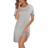 image:imageEkouaer Nightgowns for Women Short Sleeve Sleep Shirts Raglan Night ShirtGrey Striped