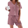 image:imageEkouaer Pajamas Set for Women Short Sleeve Sleepwear Button Down Pj XSXXXLMauve