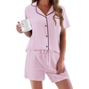 image:imageEkouaer Pajamas Set for Women Short Sleeve Sleepwear Button Down Pj XSXXXLMisty Rose