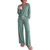 image:imageEkouaer Pajamas for Women Set Soft Longe Sleeve 2 Piece Lounge SetGreen