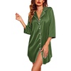 image:imageEkouaer Silk Nightgowns for Women 34 Sleeve Button Down Sleep ShirtsArmy Green