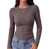image:imageEkouaer Womens Long Sleeve Shirts Ribbed Tops Slim Fit Thermal UndershirtAcoffee