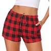 image:imageEkouaer Womens Pajama Shorts Soft Lounge Pj Bottoms Sleep Short with PocketBlack Red Plaid