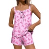 image:imageEkouaer Womens Sleeveless Pajamas Sets Cute Tank Top and Shorts Lounge SetPink Bow