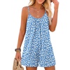 image:imageEkouaer Womens Summer Rompers Beach Vacation Outfits Adjustable JumpsuitsBlue White Floral
