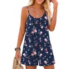 image:imageEkouaer Womens Summer Rompers Beach Vacation Outfits Adjustable JumpsuitsNavy Blue Floral