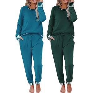 image:imageEkouaer 2 Pack Womens Pajama Sets Long Sleeve Lounge Sets Soft Pj Loungewear SleepwearBugGreen