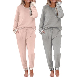 image:imageEkouaer 2 Pack Womens Pajama Sets Long Sleeve Lounge Sets Soft Pj Loungewear SleepwearLotus PinkLight Grey