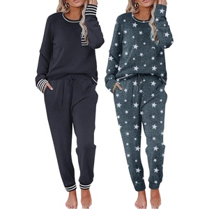 image:imageEkouaer 2 Pack Womens Pajama Sets Long Sleeve Lounge Sets Soft Pj Loungewear SleepwearNavy BlueGrey Star