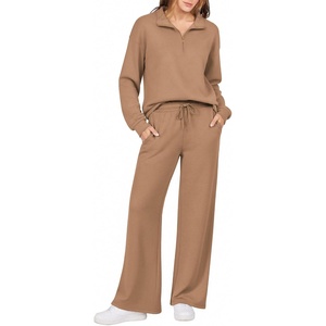 image:imageEkouaer 2 Piece Sets for Women Half Zip Lounge Sets Matching Fall OutfitsKhaki