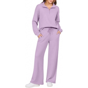 image:imageEkouaer 2 Piece Sets for Women Half Zip Lounge Sets Matching Fall OutfitsPurple