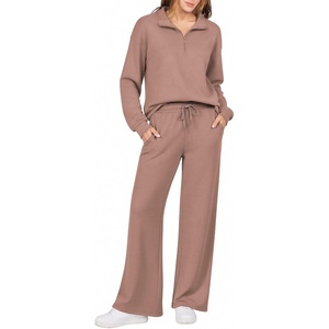 image:imageEkouaer 2 Piece Sets for Women Half Zip Lounge Sets Matching Fall OutfitsSmoky Brown