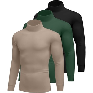 image:imageEkouaer 3 Packs Men Turtleneck Shirts Long Sleeve Thermal Tops Causal Lightweight Pullover SXXXL3pcs Black  Light Brown  Green