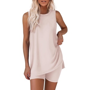 image:imageEkouaer Biker Short Sets Womens 2 Piece Lounge Set Summer Matching OutfitsBeige