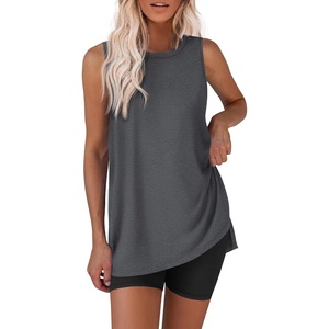 image:imageEkouaer Biker Short Sets Womens 2 Piece Lounge Set Summer Matching OutfitsDark Grey