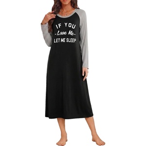 image:imageEkouaer Long Sleeve Nightgowns for Women Calf Length Sleep ShirtsBlack Love Me