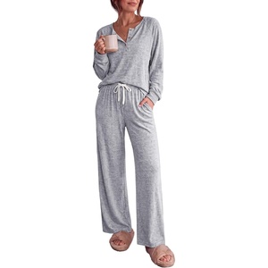 image:imageEkouaer Pajamas for Women Set Soft Longe Sleeve 2 Piece Lounge SetLight Grey