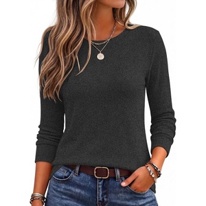 image:imageEkouaer Womens Long Sleeve Shirts Casual Crewneck Thermal TopsBlack