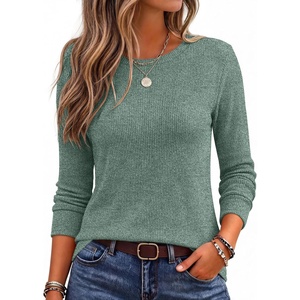image:imageEkouaer Womens Long Sleeve Shirts Casual Crewneck Thermal TopsGreen