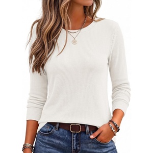 image:imageEkouaer Womens Long Sleeve Shirts Casual Crewneck Thermal TopsWhite