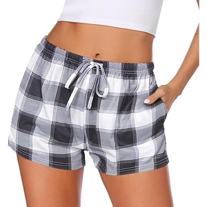image:imageEkouaer Womens Pajama Shorts Soft Lounge Pj Bottoms Sleep Short with PocketBlack White Plaid