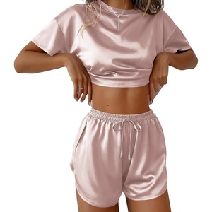 image:imageEkouaer Womens Silk Pajama Sets Side Split Shorts Satin Pjs Sexy Lounge SetChampagne