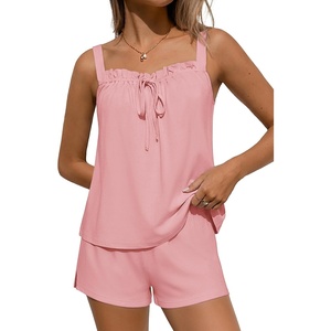 image:imageEkouaer Womens Sleeveless Pajamas Sets Cute Tank Top and Shorts Lounge SetPink