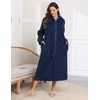 image:imageEkouaer Fleece Robes for Women Zipper Long Bathrobe Plush Hooded HousecoatB Navy Blue