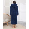 image:imageEkouaer Fleece Robes for Women Zipper Long Bathrobe Plush Hooded HousecoatB Navy Blue