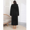 image:imageEkouaer Fleece Robes for Women Zipper Long Bathrobe Plush Hooded HousecoatBlack