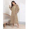 image:imageEkouaer Fleece Robes for Women Zipper Long Bathrobe Plush Hooded HousecoatC Khaki
