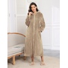 image:imageEkouaer Fleece Robes for Women Zipper Long Bathrobe Plush Hooded HousecoatC Khaki