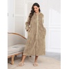 image:imageEkouaer Fleece Robes for Women Zipper Long Bathrobe Plush Hooded HousecoatC Khaki