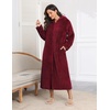 image:imageEkouaer Fleece Robes for Women Zipper Long Bathrobe Plush Hooded HousecoatD Wine Red