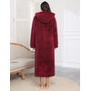 image:imageEkouaer Fleece Robes for Women Zipper Long Bathrobe Plush Hooded HousecoatD Wine Red