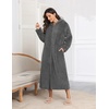 image:imageEkouaer Fleece Robes for Women Zipper Long Bathrobe Plush Hooded HousecoatDark Grey