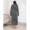 image:imageEkouaer Fleece Robes for Women Zipper Long Bathrobe Plush Hooded HousecoatDark Grey