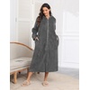 image:imageEkouaer Fleece Robes for Women Zipper Long Bathrobe Plush Hooded HousecoatDark Grey